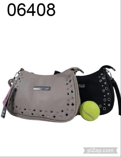 Imagen de BANDOLERA C/TACHAS AGARRATE CATALINA BEIGE/NEGRO 9.25